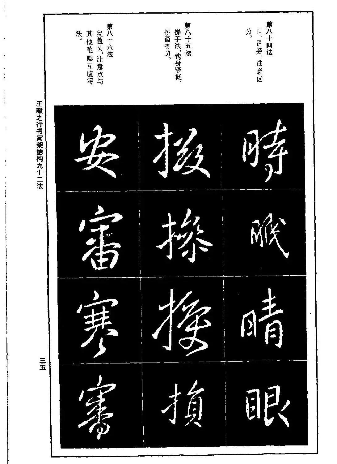 王献之行书间架结构九十二法.pdf | 毛笔字帖范本