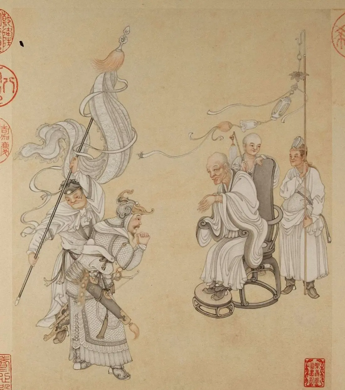 清代字画欣赏《罗汉册》（张照书法+冷枚绘画） | 传世书法作品精选