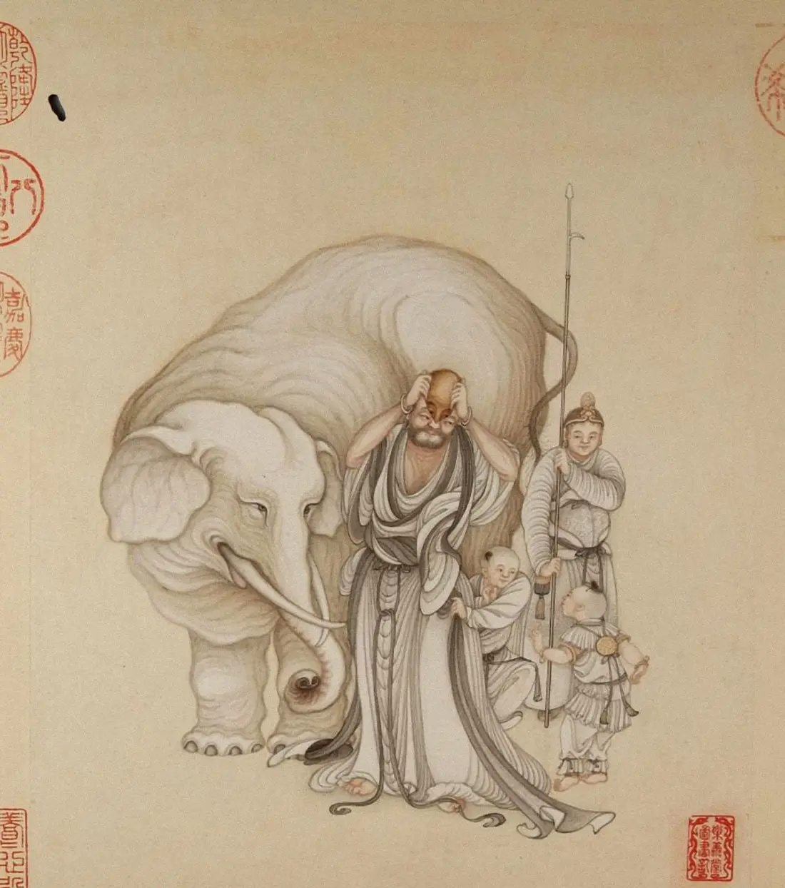 清代字画欣赏《罗汉册》（张照书法+冷枚绘画） | 传世书法作品精选