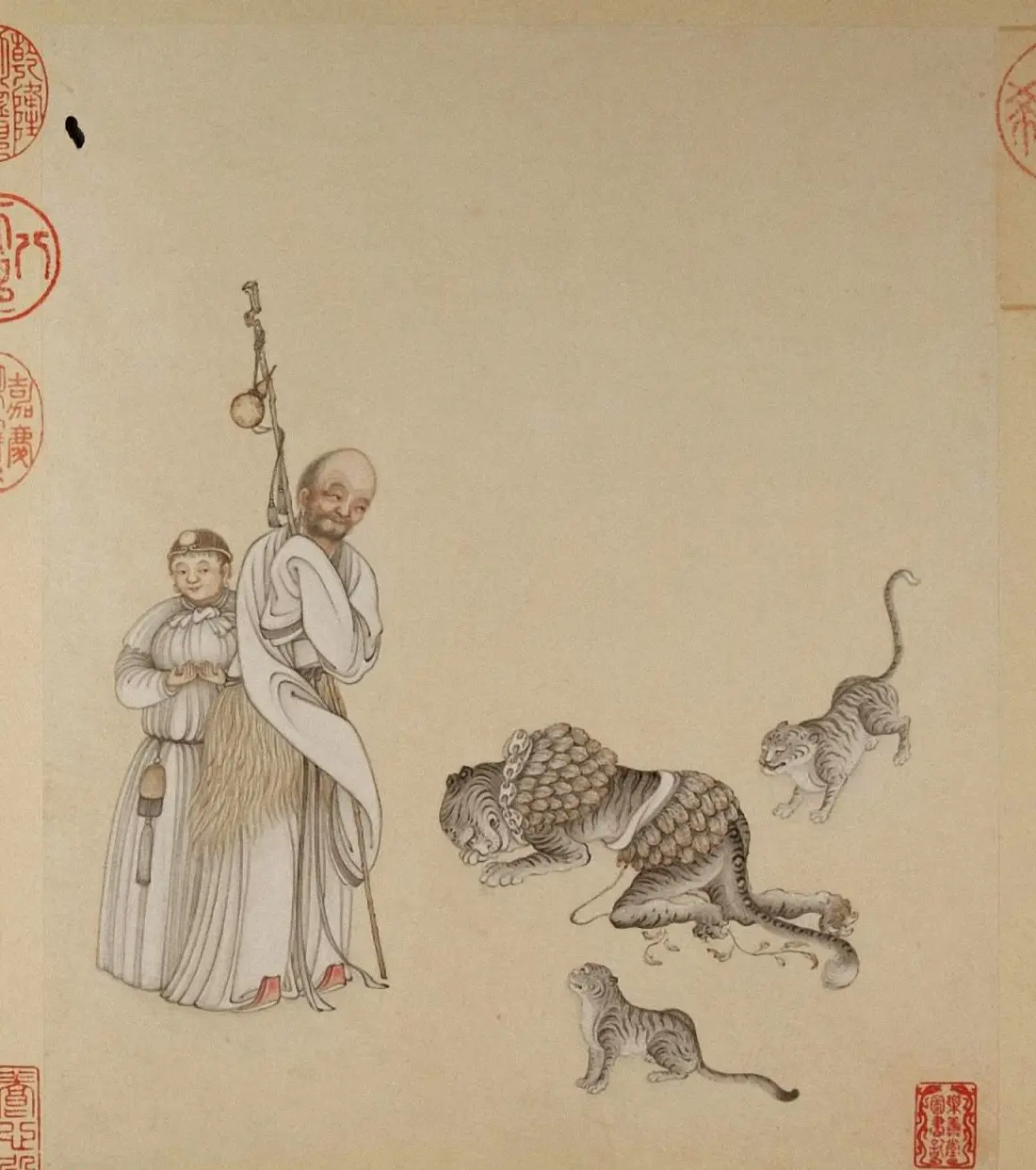 清代字画欣赏《罗汉册》（张照书法+冷枚绘画） | 传世书法作品精选