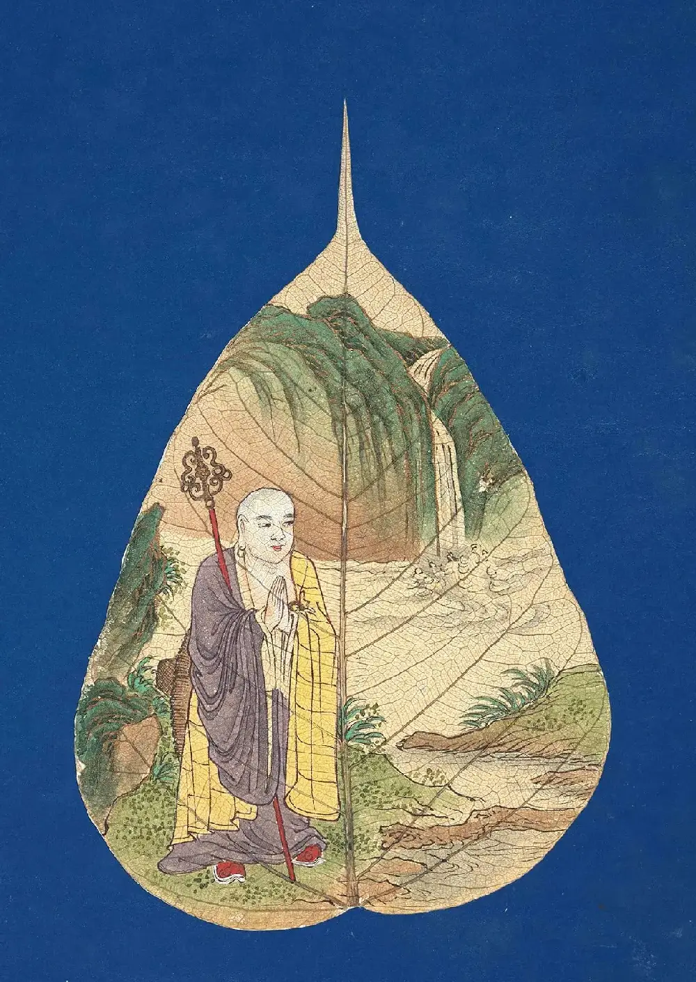 金字隶书题赞《菩提叶彩绘佛像集》 | 传世书法作品鉴赏